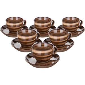 Banquet Sada 6 šálků s podšálky Palas 90 ml, hnědá