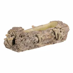 Obal betonový - truhlík, dřevo s houbami, 41 x 19 x 13 cm, hnědá, 41 cm