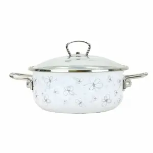 Belis Smaltovaný rendlík s poklicí Premium, bílá, 16 cm, 1,25 l, 1,25 l