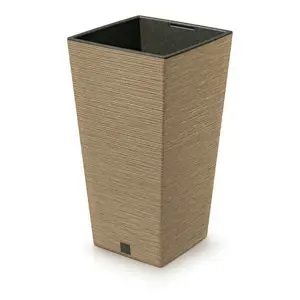 Květináč FURU SQUARE ECO WOOD s vkladem 30 cm, hnědá, M