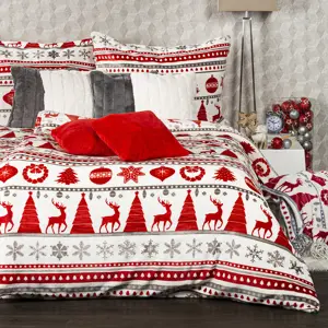 4Home Vánoční povlečení mikroflanel Christmas Time červená, 160 x 200 cm, 70 x 80 cm