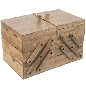 Orion Dřevěná kazeta na šití Mango rozkládací 30,5 x 20 x 21 cm