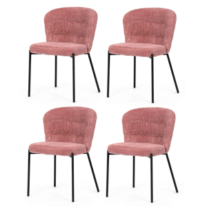 Sada jídelních židlí Bouclé CT-W1077 PINK2, 4 ks