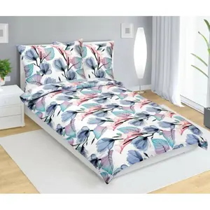 Bellatex Bavlněné povlečení Louka modrá, 140 x 200 cm, 70 x 90 cm