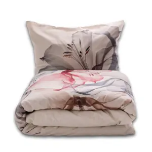 Povlečení ze směsi bavlny a lnu Lilie, 220 x 200 cm, 2 ks 70 x 80 cm