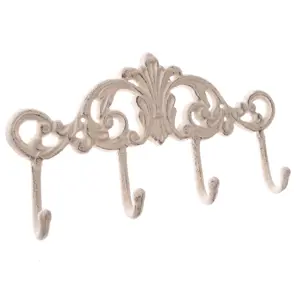 Litinový věšák Bodeguita bílá, 15 x 31 cm