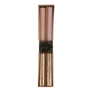 Sada kónických svíček, růžová/zlatá, 2 ks, parafín