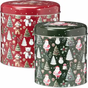 Sada 2 vánočních plechových dóz Teddies