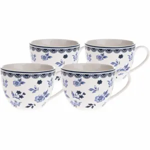 4dílná sada porcelánových šálků Floral, 90 ml