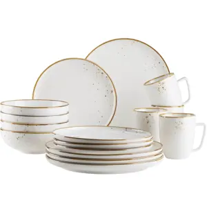 Mäser 16dílná sada nádobí Pintar White hnědé tečky