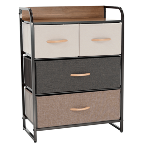 Komoda s látkovými šuplíky HAZEL TYP 2, hnědá, M