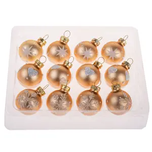 Sada skleněných ozdob Glimmer Collection, zlatá, 12 ks, pr. 3 cm
