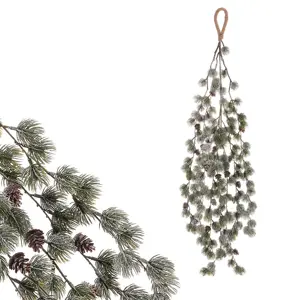 Umělá převislá větev Modřínu se šiškami, 100 cm, zelená