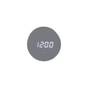Karlsson 5981GY designové LED hodiny s budíkem šedá, pr. 9 cm