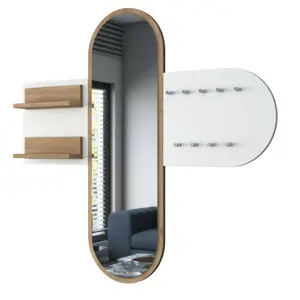 Nástěnný věšák se zrcadlem Pomi White and Walnut
