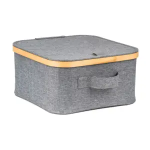 Úložný box G21 30 x 30 x 15 cm, bambusový s víkem, šedý