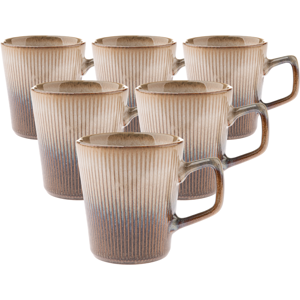 Sada 6 keramických hrnků Rustik 410 ml, světle hnědá