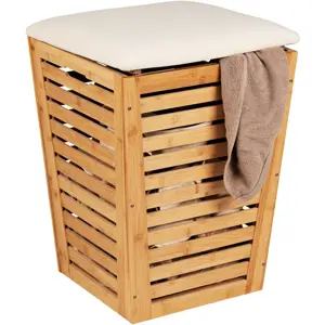 Wenko Koš na špinavé prádlo se sedákem Bambusa 55 l
