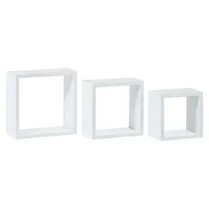 Sada nástěnných poliček P-012, matná bílá, 3 ks