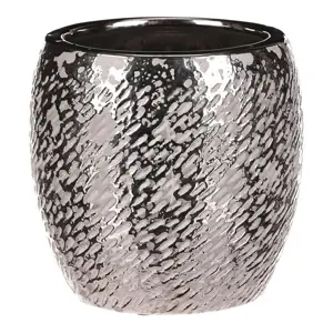 Keramický obal na květináč stříbrná Silver pr. 17 cm, stříbrná