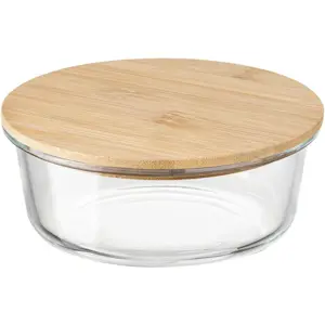 Florina Skleněná dóza s bambusovým víkem Clavato, 640 ml, L