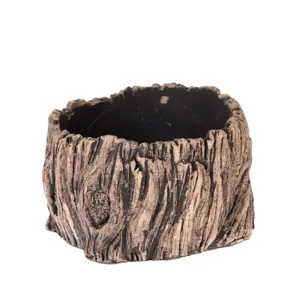 Betonový květináč Dekor kúra stromu, hnědá, 17 x 10 cm, pr. 17 cm