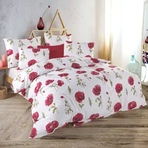 BedTex Bavlněné povlečení Mona červená, 160 x 200 cm, 2 x 70 x 80 cm, 160 x 200 cm, 2 ks 70 x 80 cm