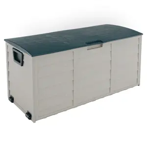 Zahradní úložný box, šedá/zelená, KORTEZ