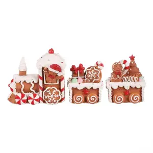 Vánoční dekorace Perníkový vláček se dvěma vagónky, polyresin