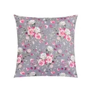 Bellatex Polštářek Adéla Květy růže růžová, šedá, 40 x 40 cm