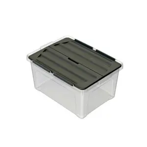 Multibox s připevněným víkem Eco 30 l, černé víko, 30 l