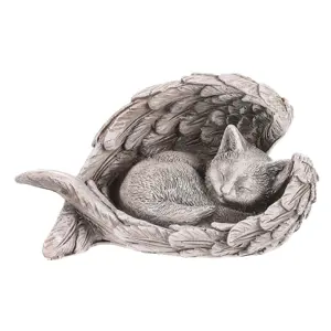 Pietní dekorace Kočka v křídlech, polyresin, šedá, 13 x 7 x 8 cm