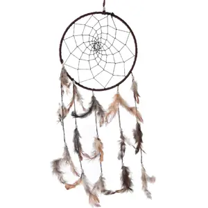 InDecor Bavlněný lapač snů s pírky hnědá, 30 x 30 x 90 cm, L