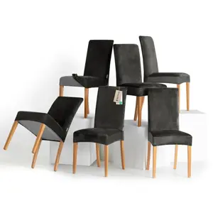 Restilo Napínací potah na židli Sento tmavě šedá, 48 x 48 x 58 + 10 cm, sada 6 ks