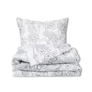 Matex Saténové povlečení Šedé květy, 140 x 200 cm, 70 x 90 cm
