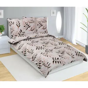 Bellatex Bavlněné povlečení List šedá, 140 x 220 cm, 70 x 90 cm, 140 x 220 cm, 70 x 90 cm