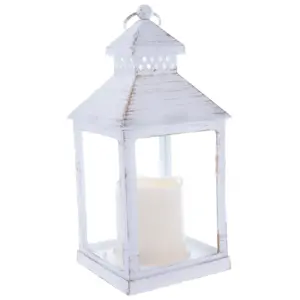 Lucerna s LED svíčkou Vintage, 10 x 20 x 10 cm, teplá bílá, plast