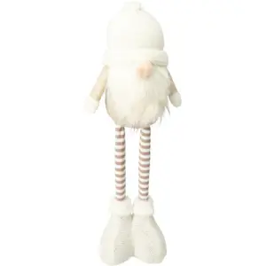 Stojící vánoční skřítek Dorin, teleskopické nohy, 13x9,5x48cm, krémová