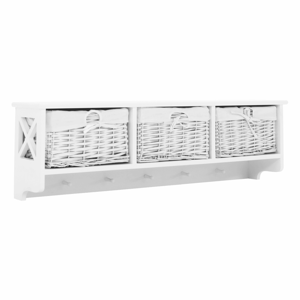 Věšáková police s košíky Rafaello, bílá