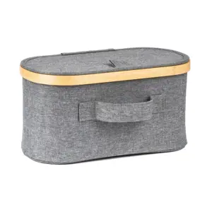 Úložný box G21 30 x 15 x 15 cm, bambusový s víkem, šedý