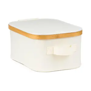 Úložný box G21 24 x 30 x 15 cm, bambusový s víkem, béžový