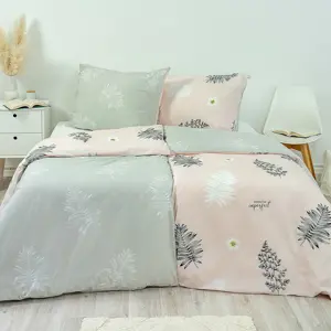 Stanex Bavlněné povlečení Kapradí růžovo-šedá, 140 x 200 cm, 70 x 90 cm