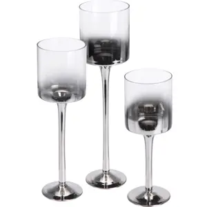 Sada svícnů Home&styling, 3 ks, šedé sklo