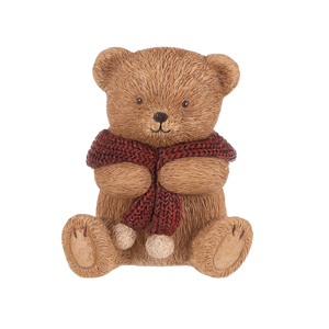 Dekorace Medvěd s červenou šálou, polyresin, 10 cm