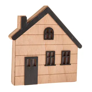 Dřevěný svítící domek  k zavěšení/na postavení, 15 x 15 x 3 cm