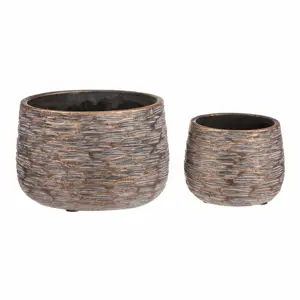 Sada betonových obalů Rýha, 2 ks, šedá, v. 12 cm