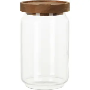 Skleněná dóza s akáciovým víčkem 700 ml, 0,7 l