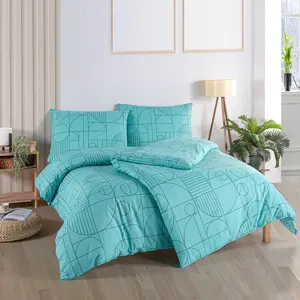BedTex Bavlněné povlečení Geo Aquatic Awetyrkysová, 140 x 200 cm, 70 x 90 cm, 140 x 200 cm, 70 x 90 cm