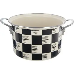 Hrnec smalt ŠACHOVNICE Lem 3 l , pr. 20 cm