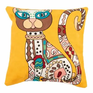 Pletený povlak na polštář Kočka , 45 x 45 cm